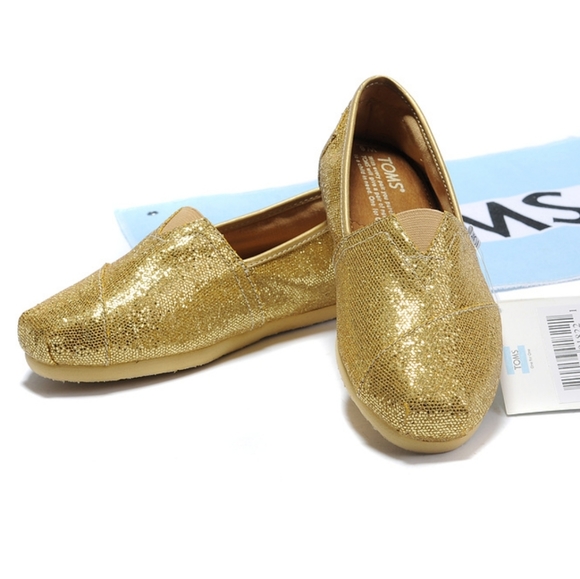 toms gold glitter shoes